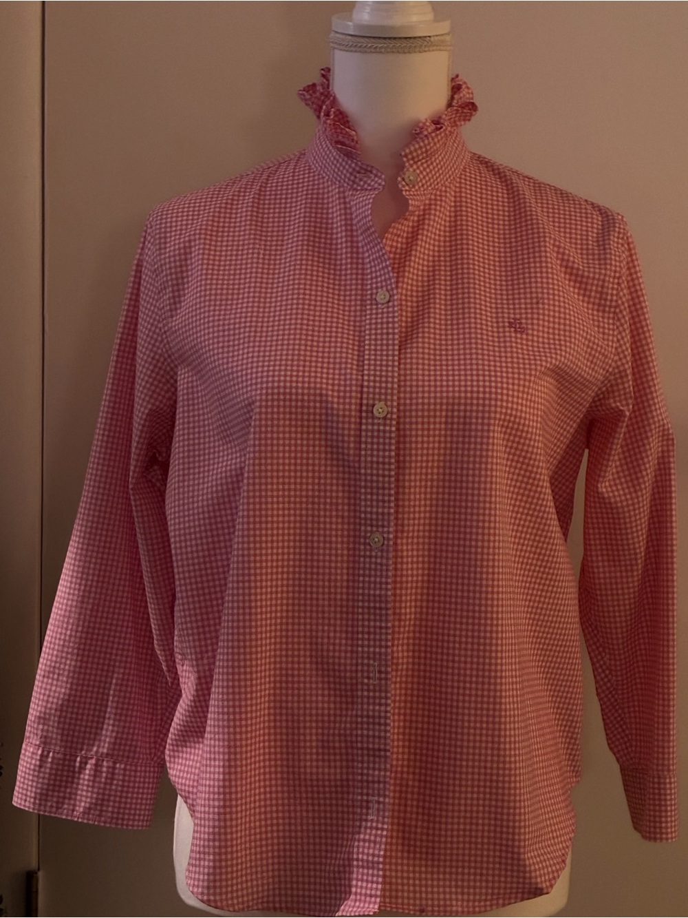 Ralph Lauren Chaps Ruffled Collared Up-Cycled “Girly” shirt. - Picture 4 of 7